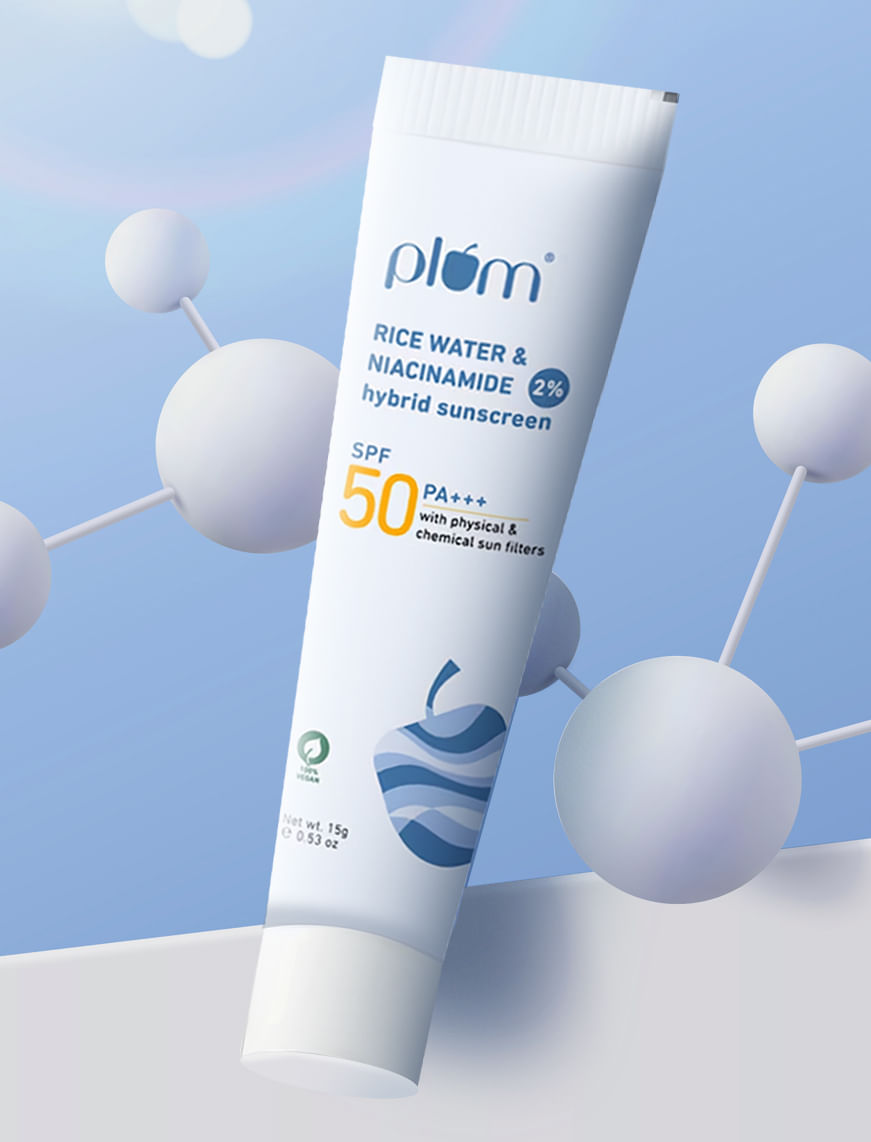 Plum Rice Water And Niacinamide Hybrid Sunscreen SPF 50 PA+++ 50g